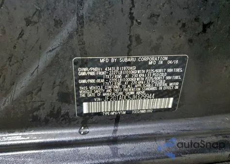 2018 Subaru Crosstrek Premium from USA, damaged, VIN JF2GTADC5JH329944
